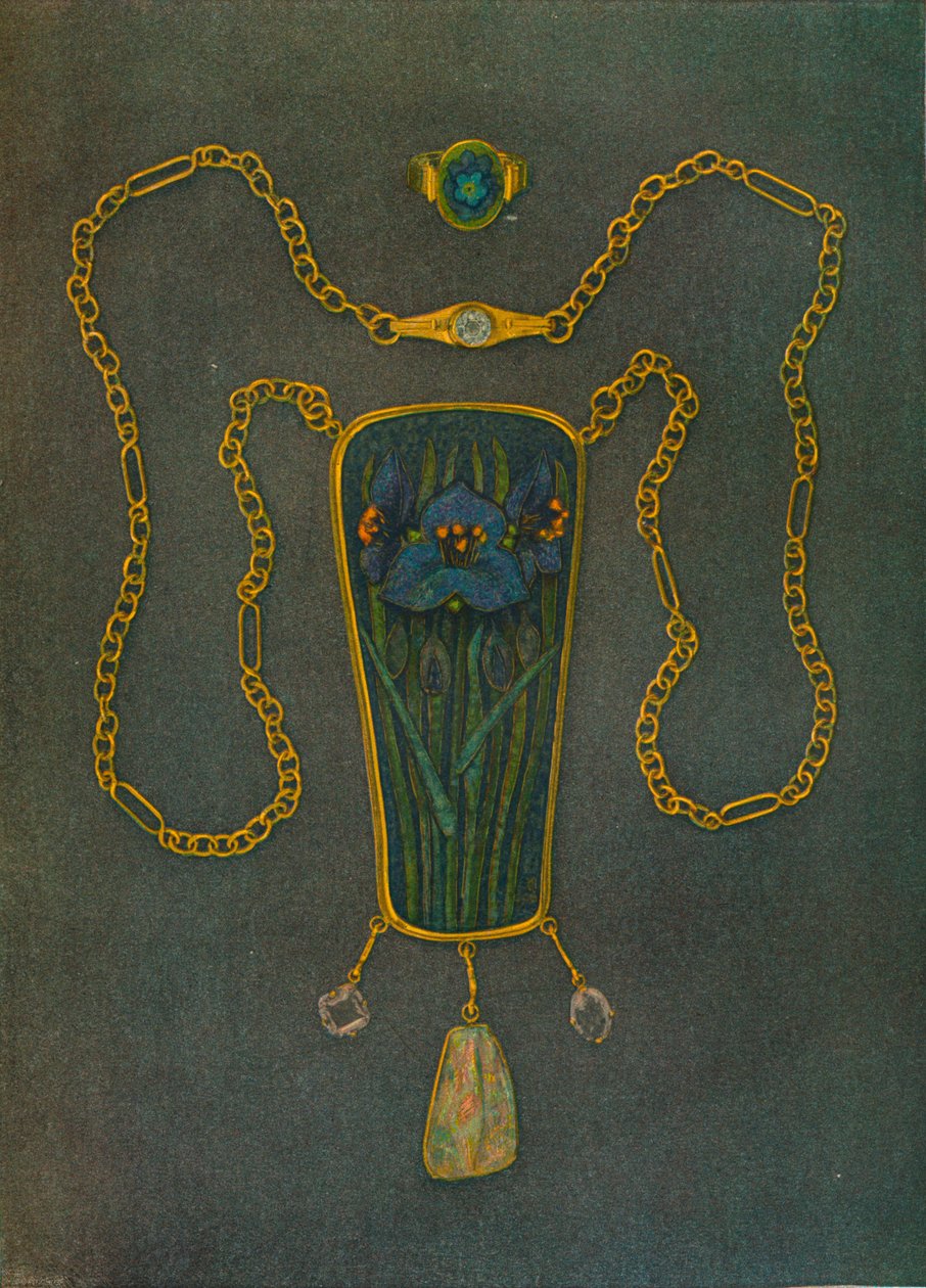 सोने, तामचीनी और कीमती पत्थरों में एक नेकलेट, c1901 द्वारा नेल्सन एथेल्रेड डावसन