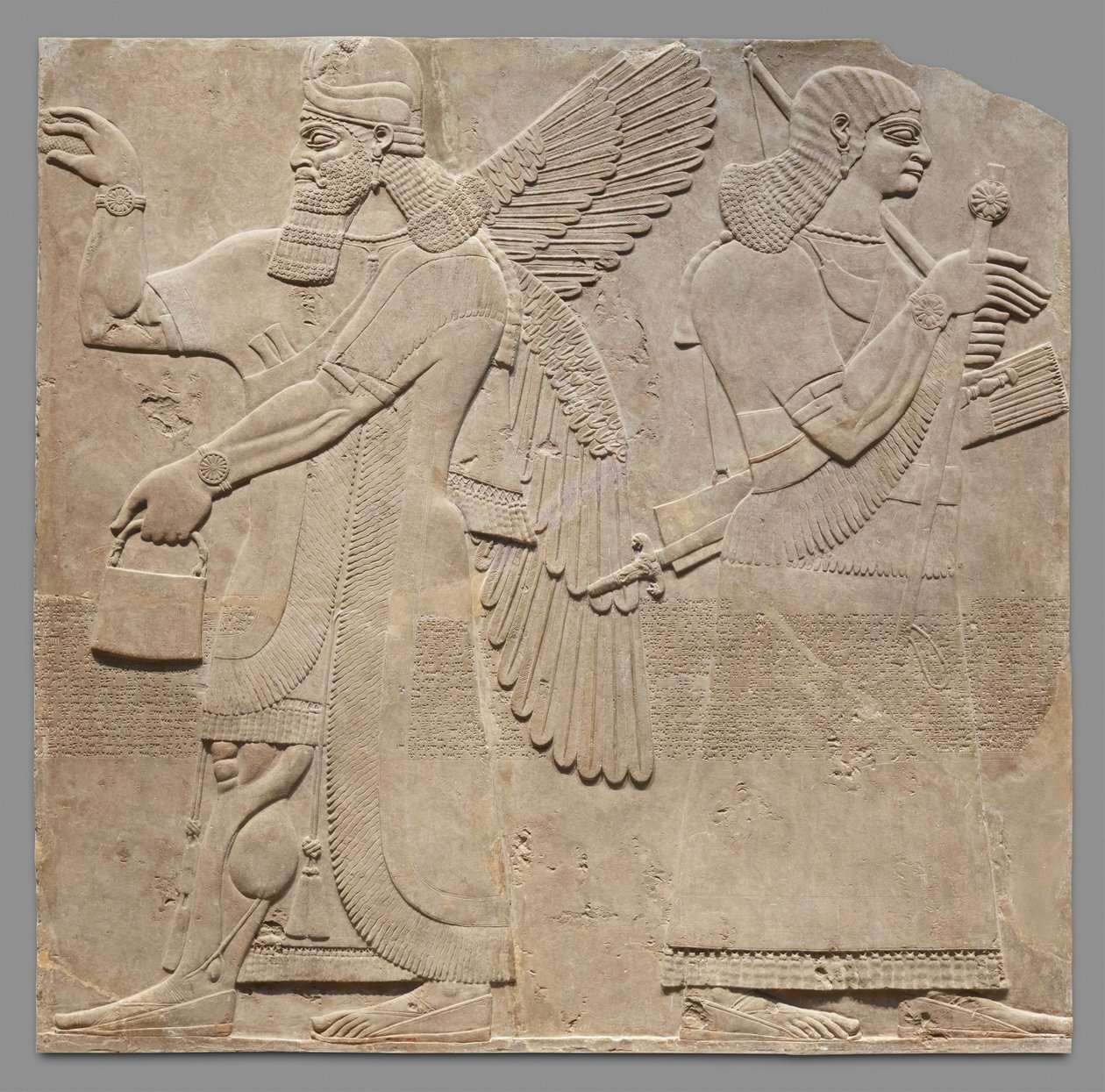 अभिभावक और यूनुस के राहत पैनल, c.883-59 ईसा पूर्व (जिप्सम अलाबास्टर) द्वारा नव असीरियन