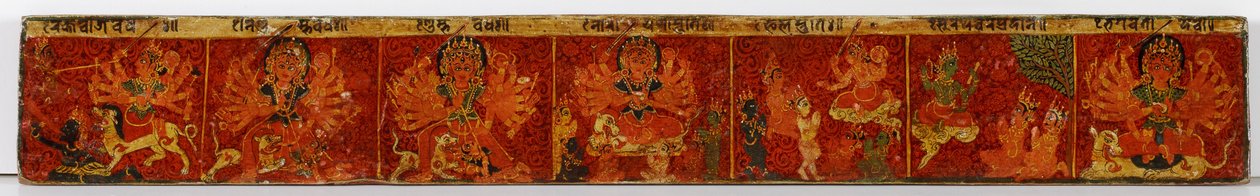 देवीमहात्म्य पांडुलिपि कवर (लकड़ी पर अपारदर्शी डब्ल्यूसी) द्वारा नेपाली स्कूल