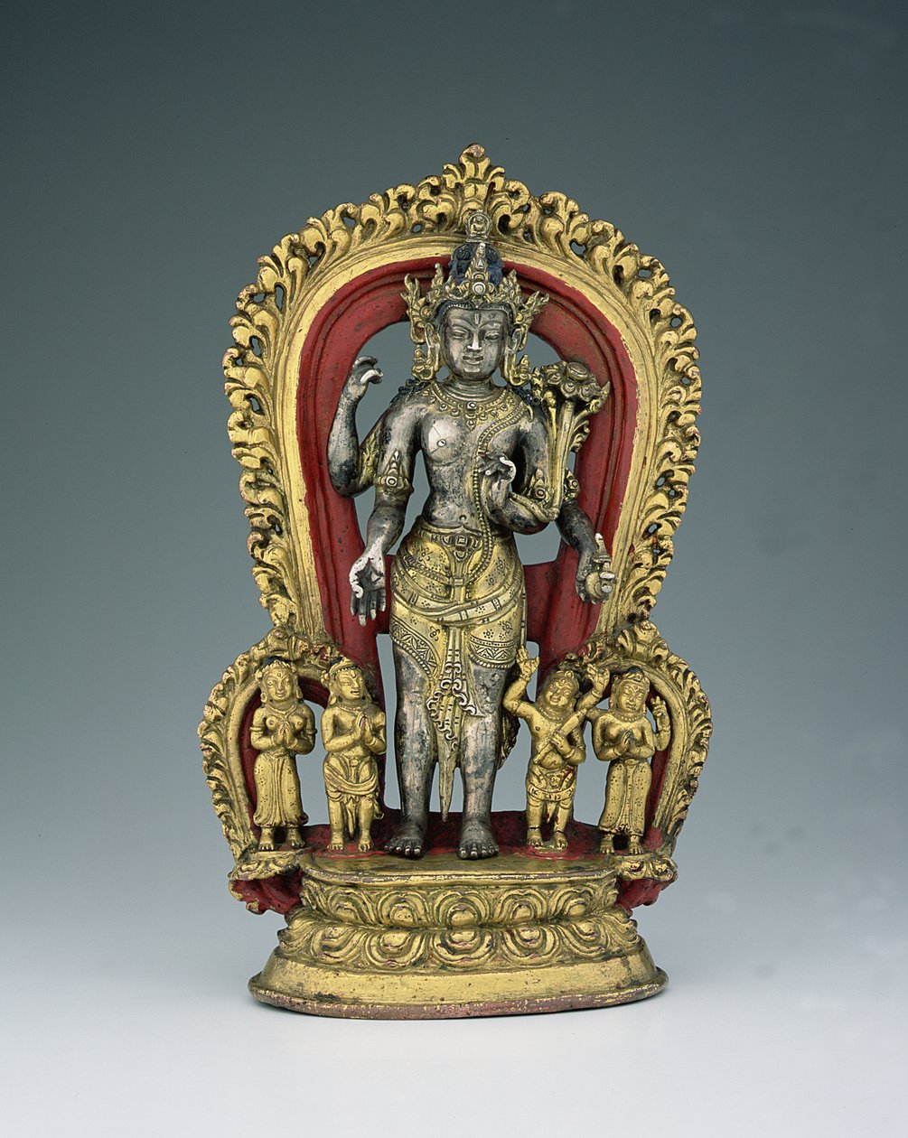 जटामुकुट लोकेश्वरा, खासा मल्ल साम्राज्य (1100-1484) (पार्सल गिल्ट, कॉपर मिश्र धातु और वर्णक) द्वारा नेपाली स्कूल