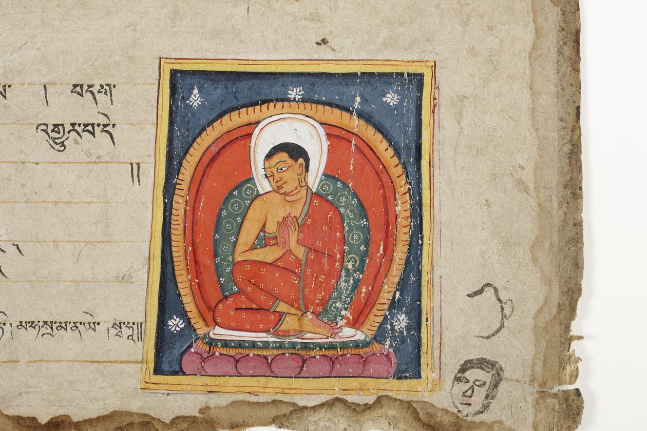 संभवत: महाशिटालिका से एक बौद्ध पांडुलिपि का पृष्ठ, c.1400 (कागज पर अपारदर्शी wc और स्याही) द्वारा नेपाली स्कूल