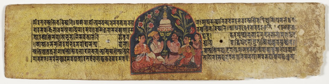 स्तूप की पूजा, 1659 (कागज पर अपारदर्शी wc और स्याही) द्वारा नेपाली स्कूल