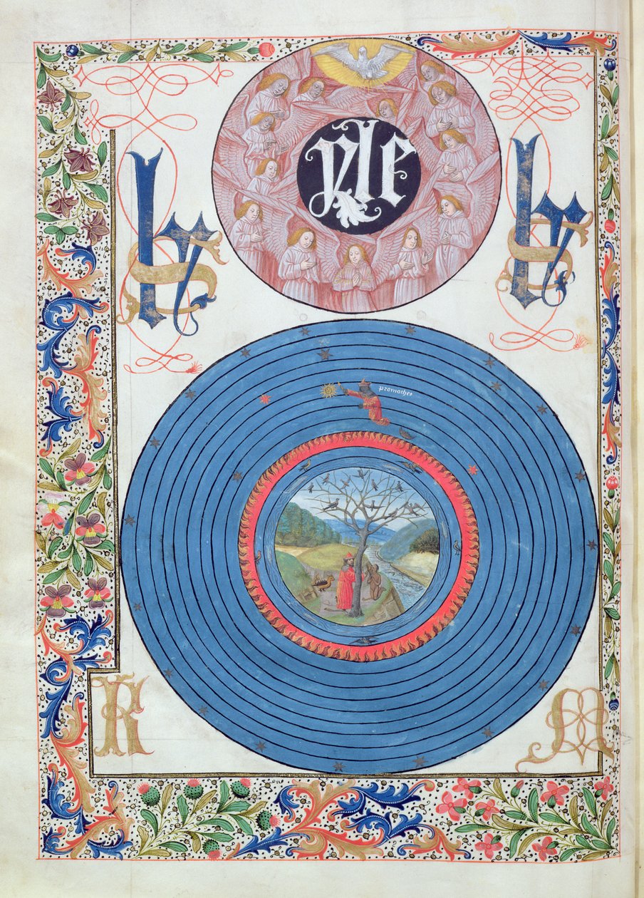 सुश्री 324 f.13 v। पवित्र कबूतर और पदार्थ, ओटिड द्वारा मेटामोर्फोसॉज से, 1479 द्वारा नीदरलैंड के स्कूल