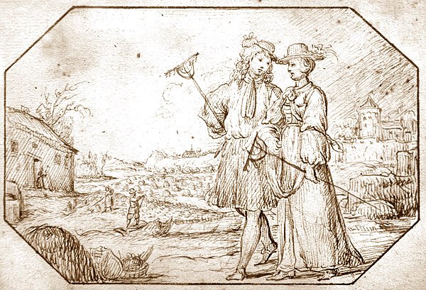 द फोर सीजन्स: स्प्रिंग - होइंग, c.1675 (कागज पर कलम और सीपिया स्याही) द्वारा नीदरलैंड के स्कूल