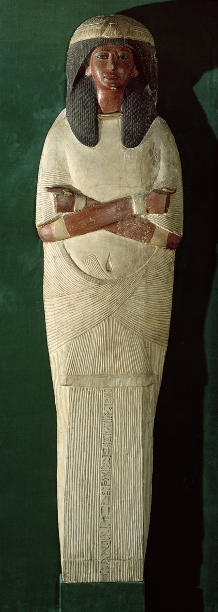 पिज़ ममी का ढक्कन पैनल, c.1279-1213 ईसा पूर्व (चित्रित लकड़ी, प्लास्टर) द्वारा न्यू किंगडम मिस्र