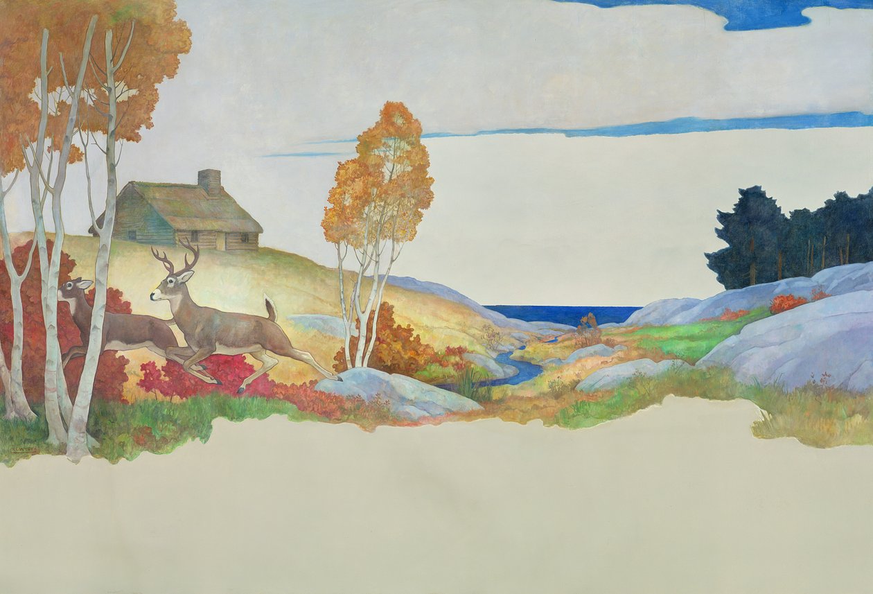 हिरण और स्ट्रीम, 1945 द्वारा न्यूवेल कन्वर्स व्याथ