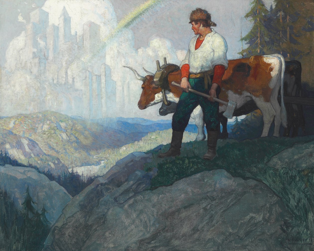 पायनियर एंड द विज़न, c.1918 (कैनवास पर तेल) द्वारा न्यूवेल कन्वर्स व्याथ