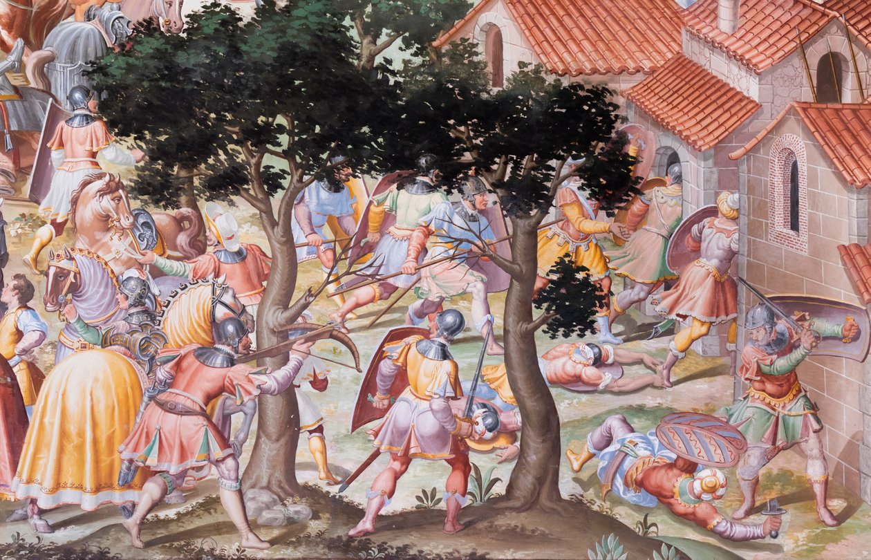 1431 के ला हिगुएर्ला की लड़ाई के हॉल में भित्तिचित्रों का विस्तार द्वारा निकोलो ग्रानेलो