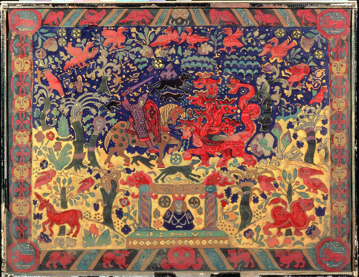ड्रैगन के साथ लड़ाई, 1912 द्वारा निकोलस रोएरिच