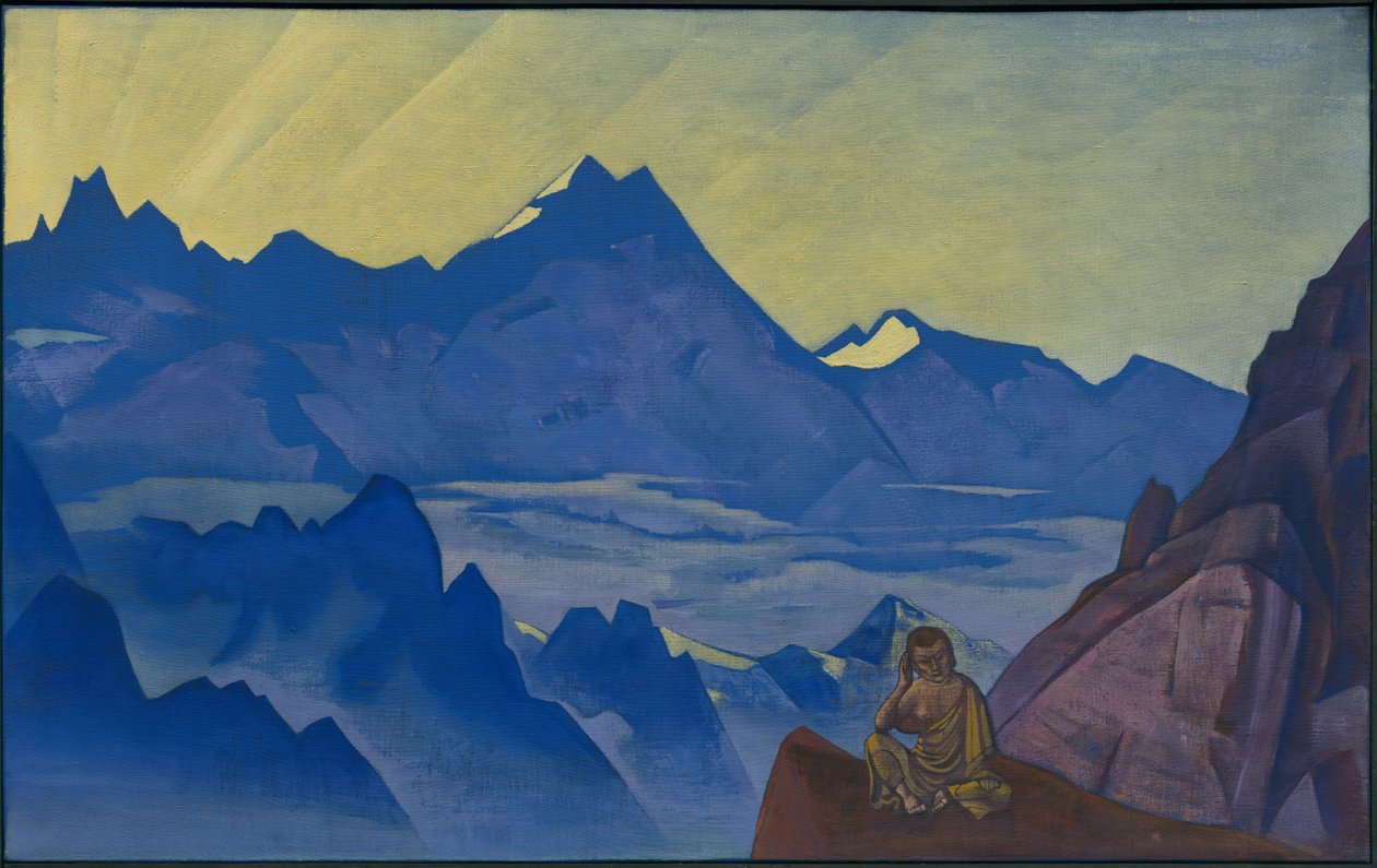 मिलारेपा, द वन हू हरकेन्डेन, "बैनर ऑफ़ द ईस्ट" श्रृंखला, 1925 द्वारा निकोलस रोएरिच