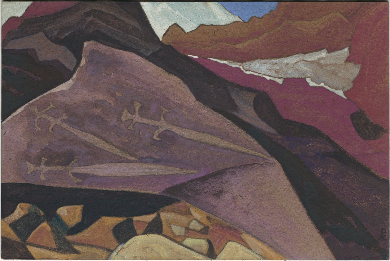 रॉक, लाहुल, 1936 की तीन झलकियाँ, चित्र द्वारा निकोलस रोएरिच
