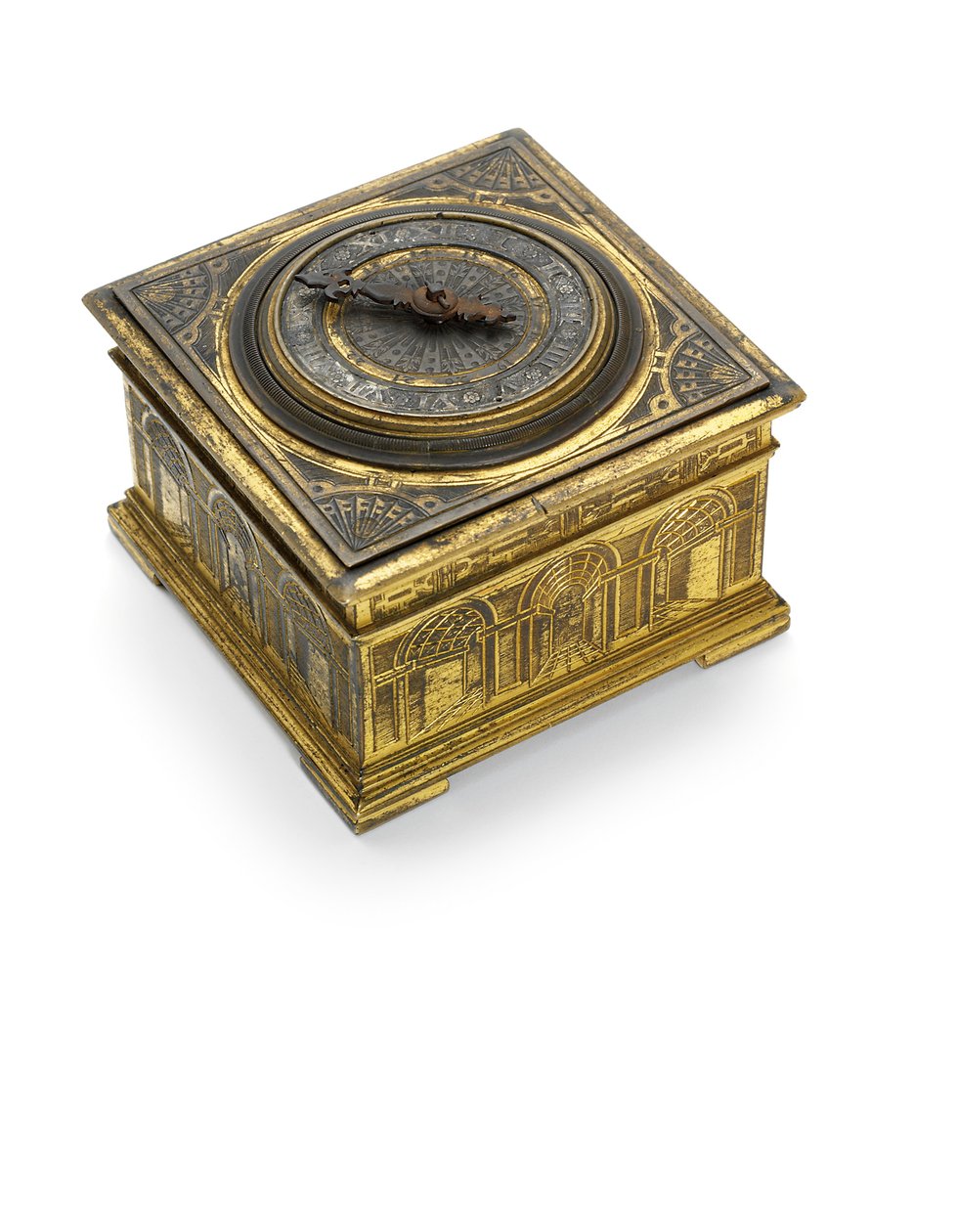 एलिजाबेथ I ने हड़ताली क्षैतिज तालिका घड़ी, c.1590-1600 को उकेरा द्वारा निकोलस वालिन