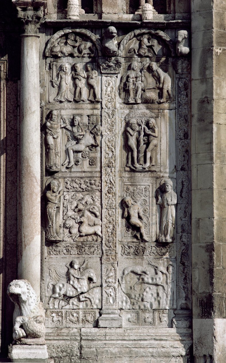 पश्चिम पोर्च के दक्षिण की ओर से विस्तार, c.1120-38 पत्थर 136520 और 136522 देखते हैं द्वारा Nicholaus