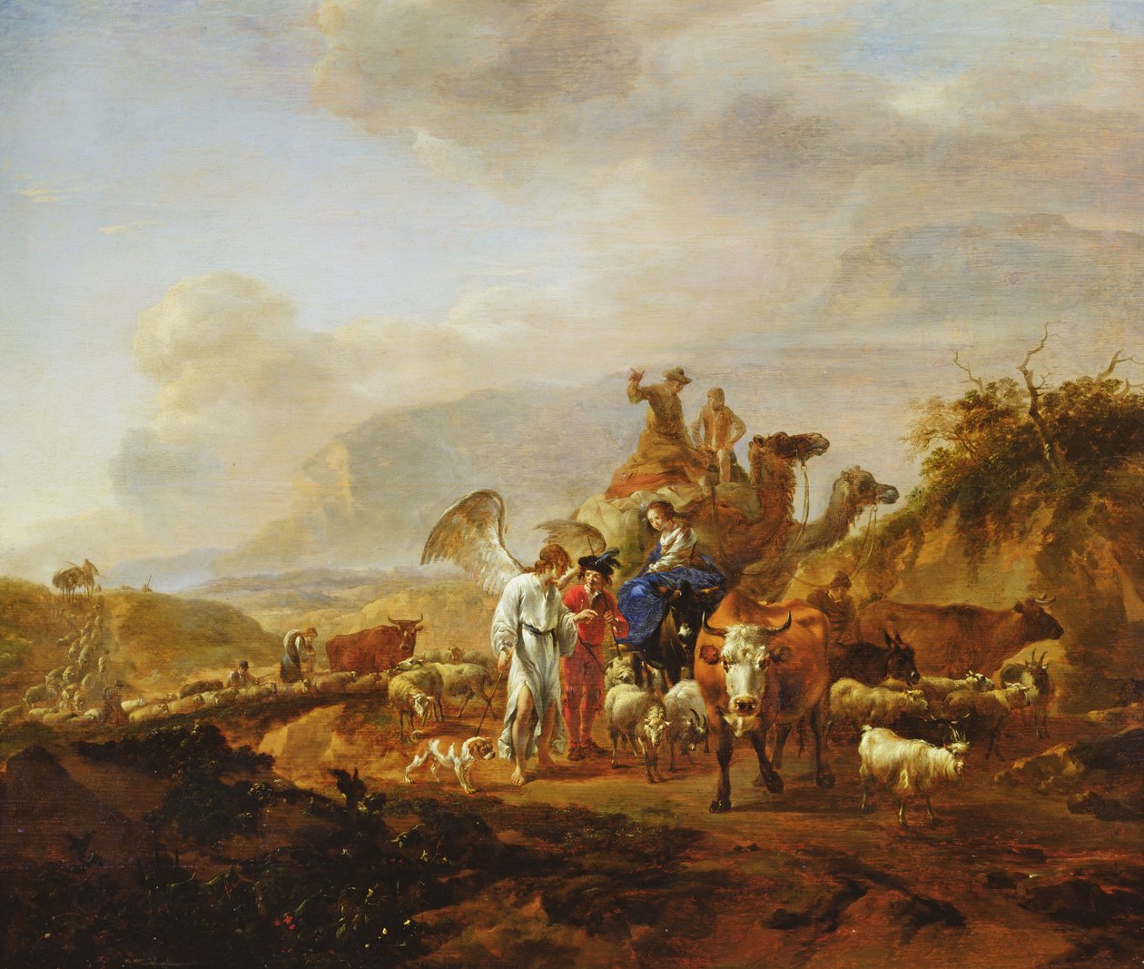 टोबियास की वापसी, c.1670-80 द्वारा निकोलास पीटरसन। Berchem