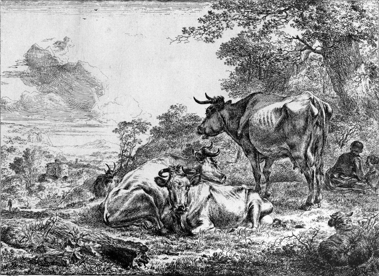 तीन गाय द्वारा निकोलास पीटरसन। Berchem
