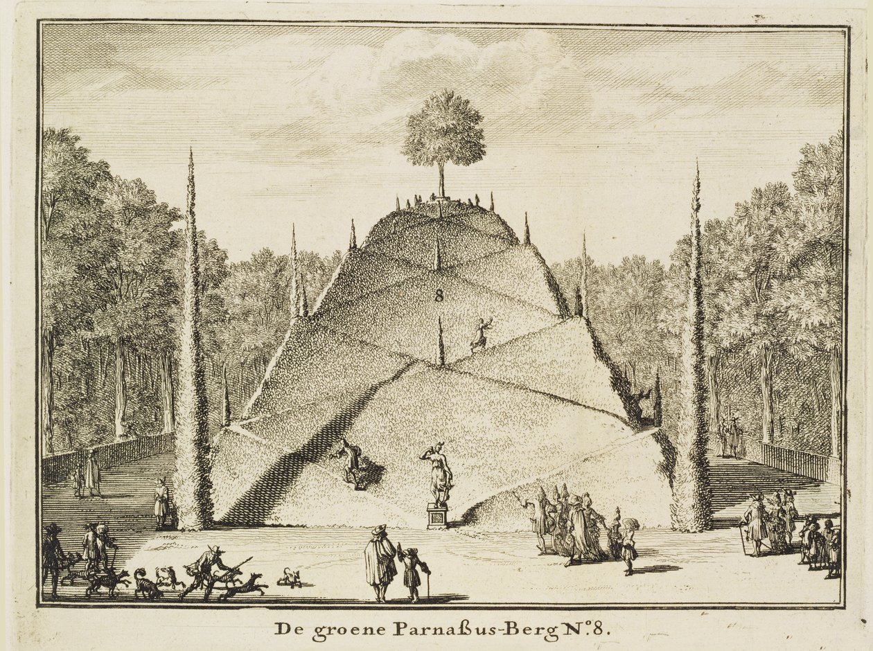 जोहान्स वान डेन एवेले द्वारा उत्कीर्ण कृत्रिम माउंट पर्नासस (d.1727) द्वारा निकोलास जांस्ज विचर
