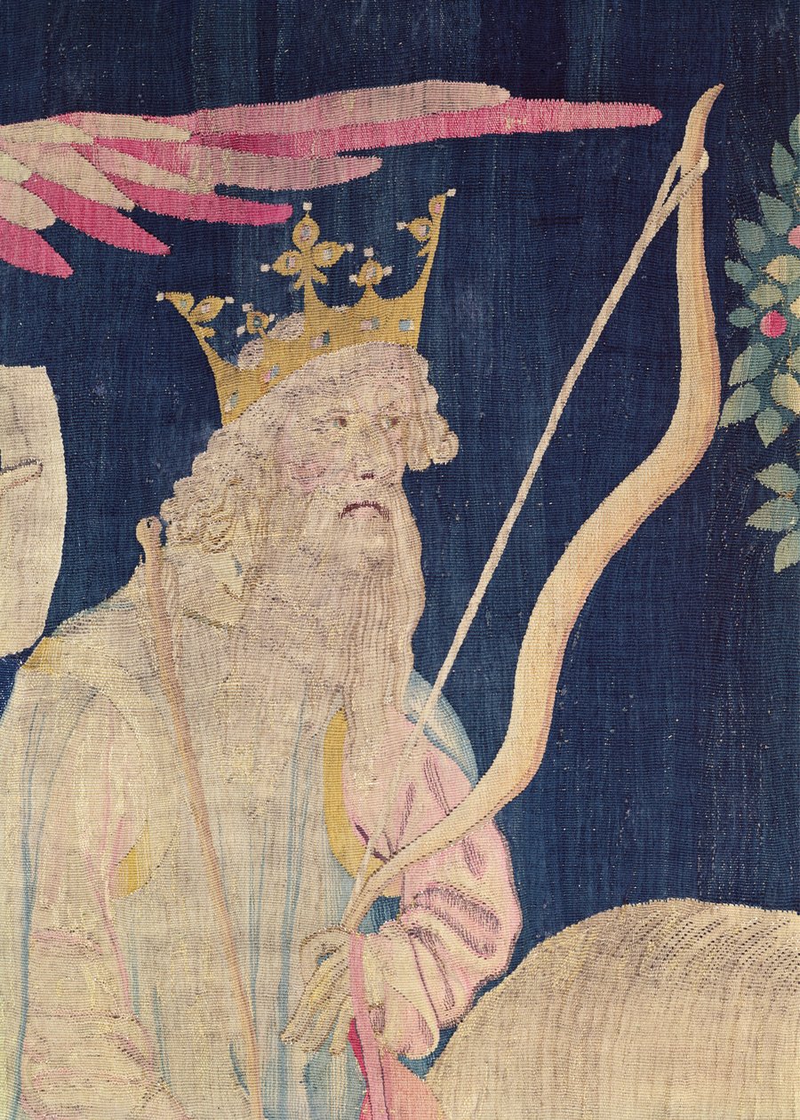 सफेद घोड़े के सवार का विस्तार, एंग्लो के एपोकैलिपस टेपेस्ट्री से, 1373-1387 टेपेस्ट्री द्वारा निकोलस बातिल