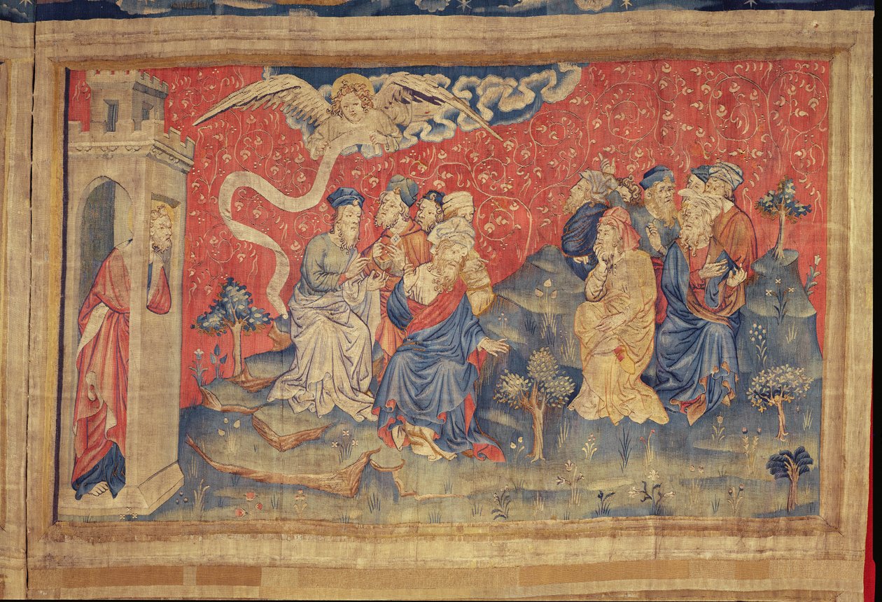 1373-87 (टेपेस्ट्री) के एपोकैलिप्स टेपेस्ट्री से अर्खगेल ने जीत की भविष्यवाणी की द्वारा निकोलस बातिल
