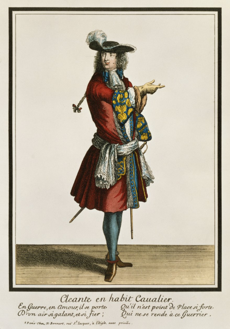 क्लीवे ने कैवलियर, फैशन प्लेट, c.1695 के रूप में कपड़े पहने द्वारा निकोलस बोनार्ट