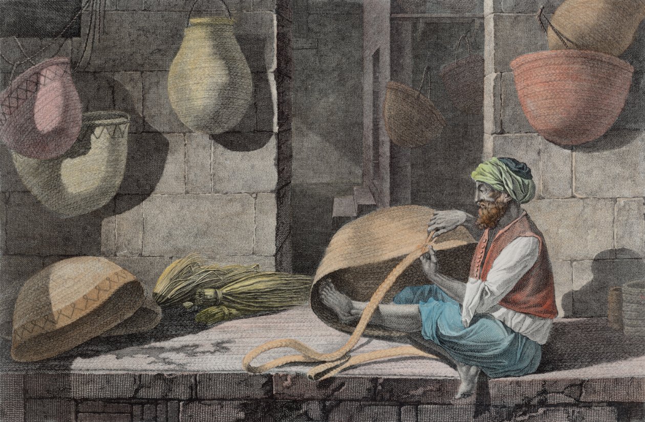 श्रोडर, पब द्वारा उत्कीर्ण &39;मिस्र के विवरण&39; के खंड II कला और व्यापार से टोकरी निर्माता। नेपोलियन के आदेश के तहत, 1822 (बाद में उपनिवेश) द्वारा निकोलस जैक्स कॉन्टे
