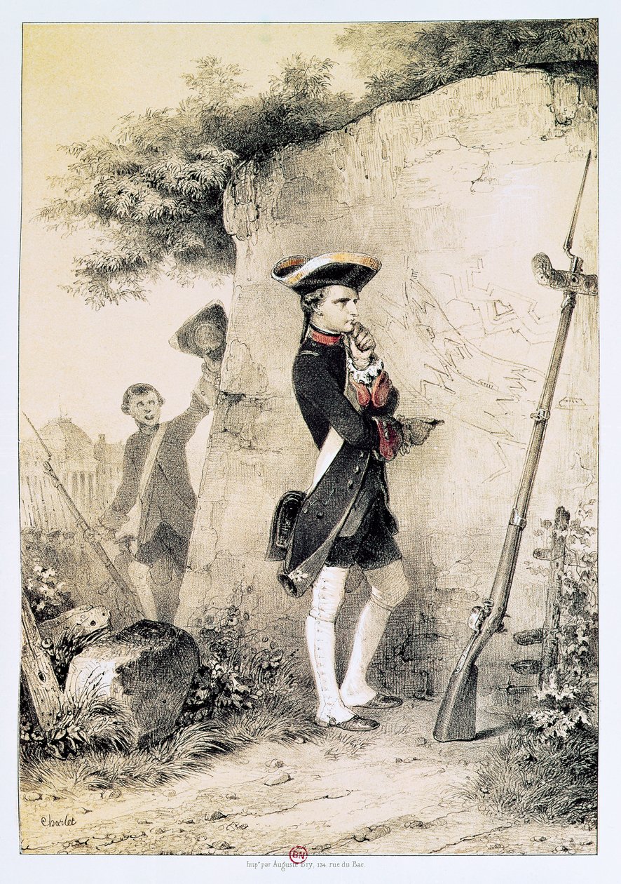 1783 में मिलिट्री स्कूल में नेपोलियन I (1769-1821), &39;द सम्राट एंड द इंपीरियल गार्ड&39; से चित्रण, c.1845 द्वारा अलेक्जेंड्रे गेब्रियल (बाद में) डीकैंप्स
