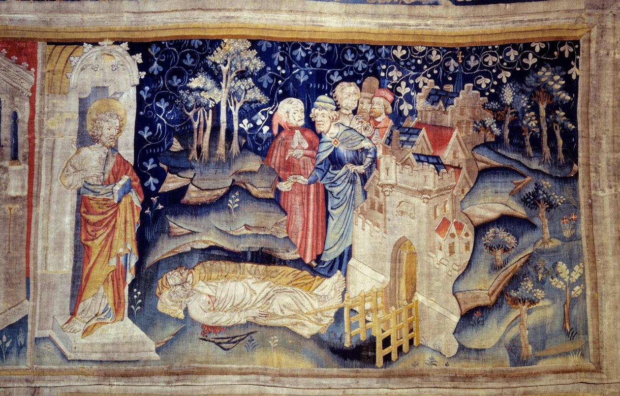 रहस्योद्घाटन की फांसी (1373-1383), एन. 30: मृत जमीन पर. निकोलस बटैले द्वारा टेपेस्ट्री (1330-1405) द्वारा निकोलस बातिल