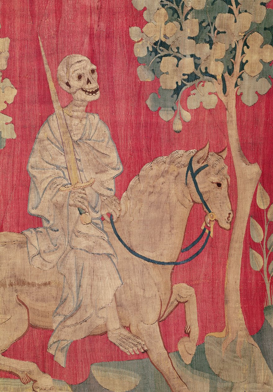 1373-87 (टेपेस्ट्री) के एपोकैलिप्स टेसट्री से लिविड हार्स एंड डेथ, द्वारा निकोलस बातिल