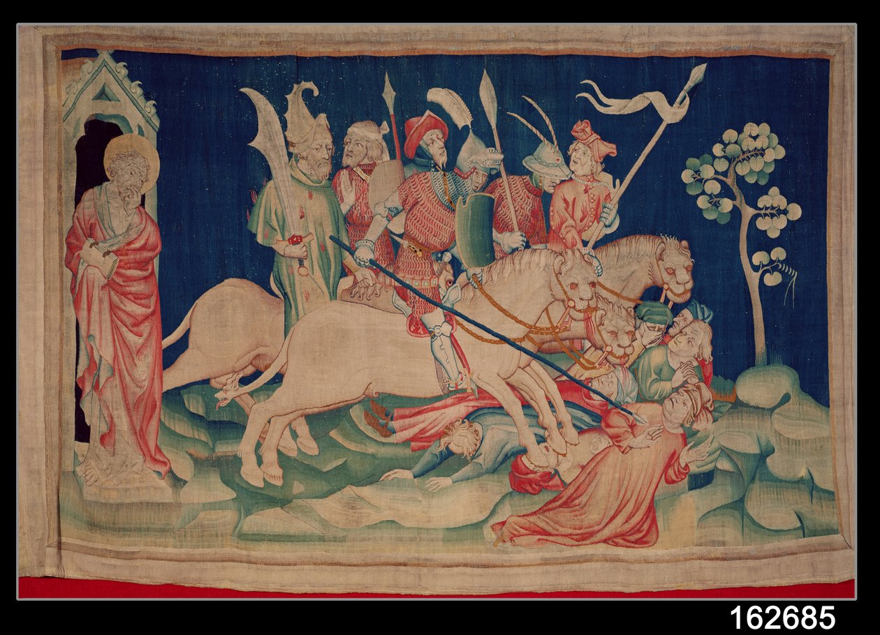 द मैरिज ऑफ हॉर्समैन, &39;द एपोकैलिप्स ऑफ एन्जर्स&39; से नंबर 26, 1373-87 (टेपेस्ट्री) द्वारा निकोलस बातिल