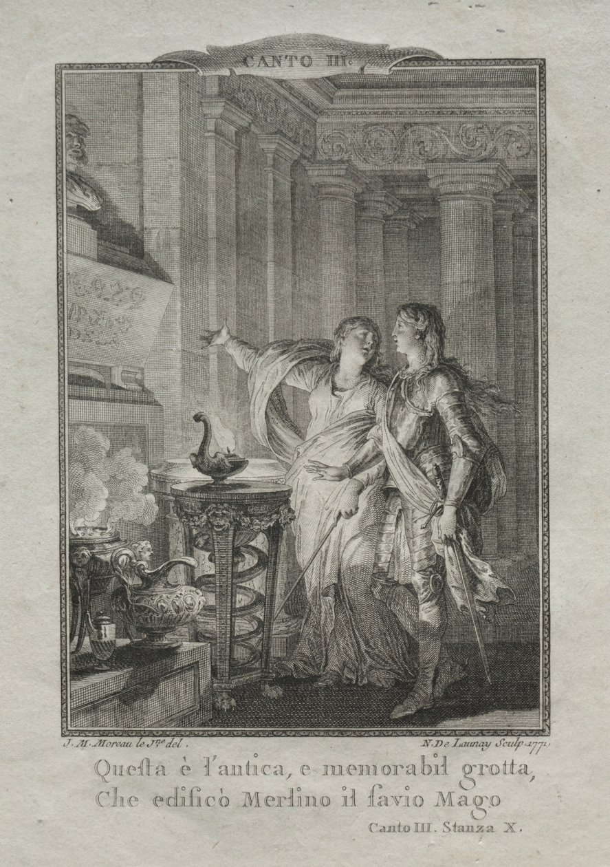 मर्लिन के ग्रोटो में, जादूगर, 1771। द्वारा निकोलस डेलौने