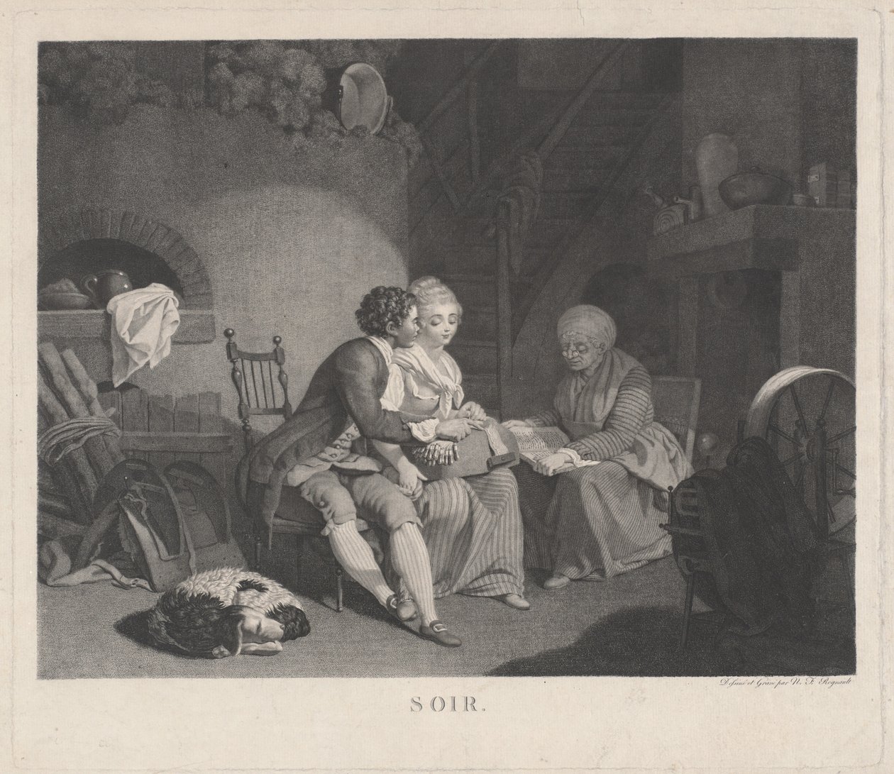 सोइर इवनिंग, 1780s। द्वारा निकोलस फ्रेंकोइस रेग्नॉल्ट