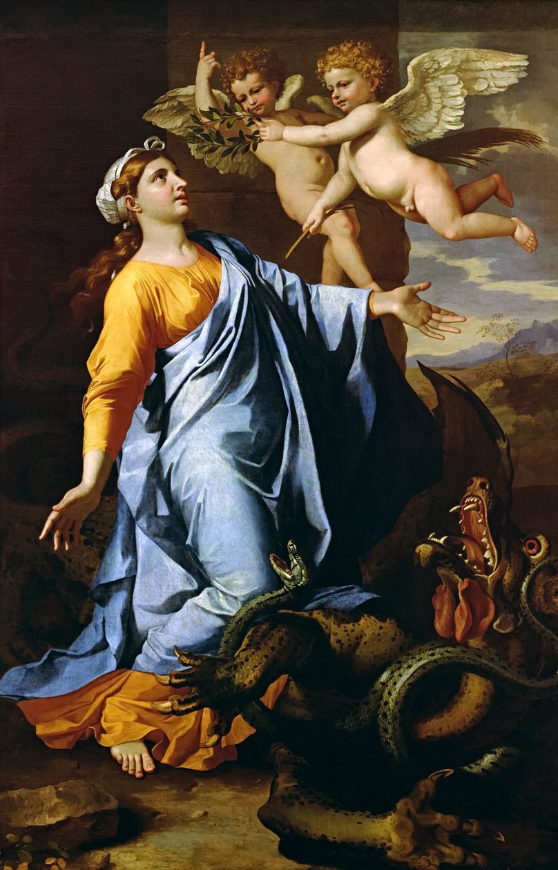 Saint Margaret, ca 1638.  द्वारा निकोलस पौसिन