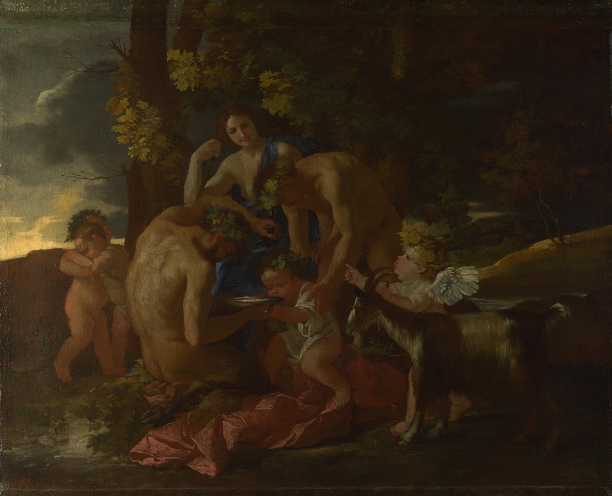 Bacchus का पोषण, ca. 1628-1629 द्वारा निकोलस पौसिन