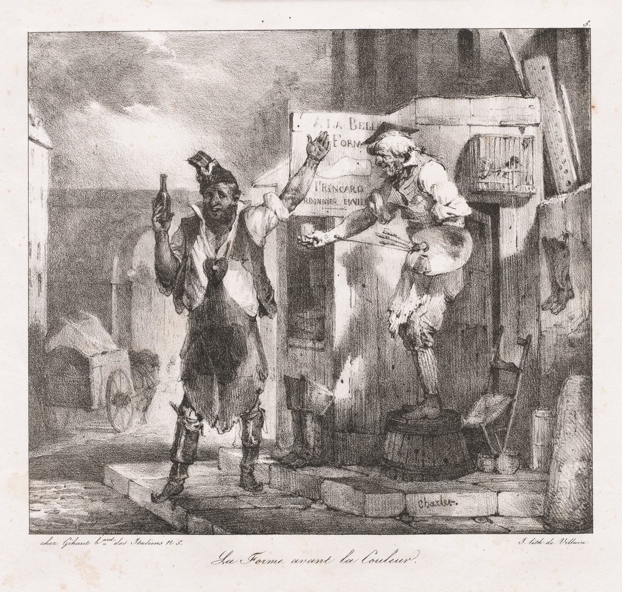 शैले द्वारा लिथोग्राफिक रेखाचित्र: रंग, 1823 से पहले का फॉर्म। द्वारा अलेक्जेंड्रे गेब्रियल (बाद में) डीकैंप्स
