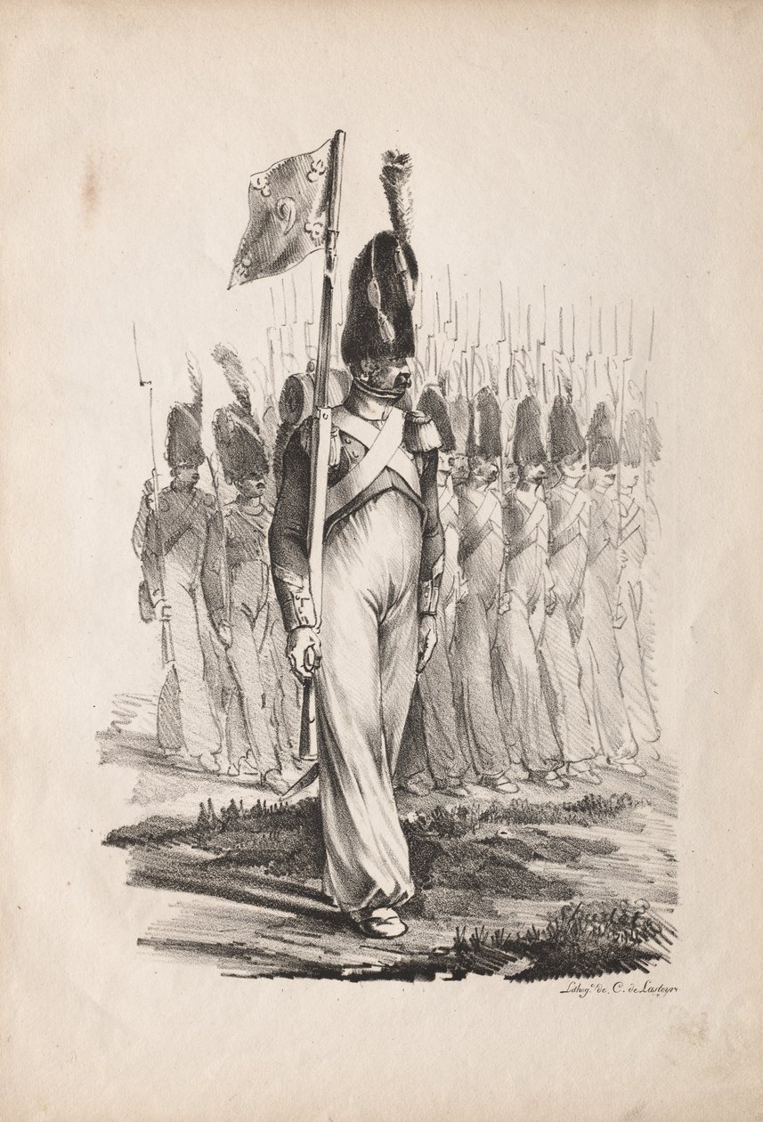 सैन्य वेशभूषा: कारबिनर्स सरजेंट, जनरल गाइड, 1817-1818। द्वारा अलेक्जेंड्रे गेब्रियल (बाद में) डीकैंप्स