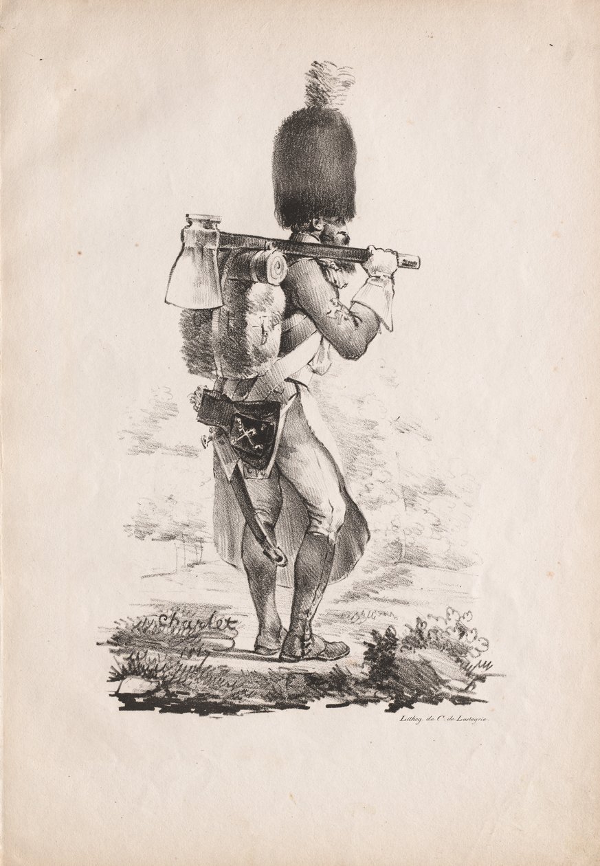 सैन्य वेशभूषा: इन्फैंट्री सैपर, 1817-1818। द्वारा अलेक्जेंड्रे गेब्रियल (बाद में) डीकैंप्स