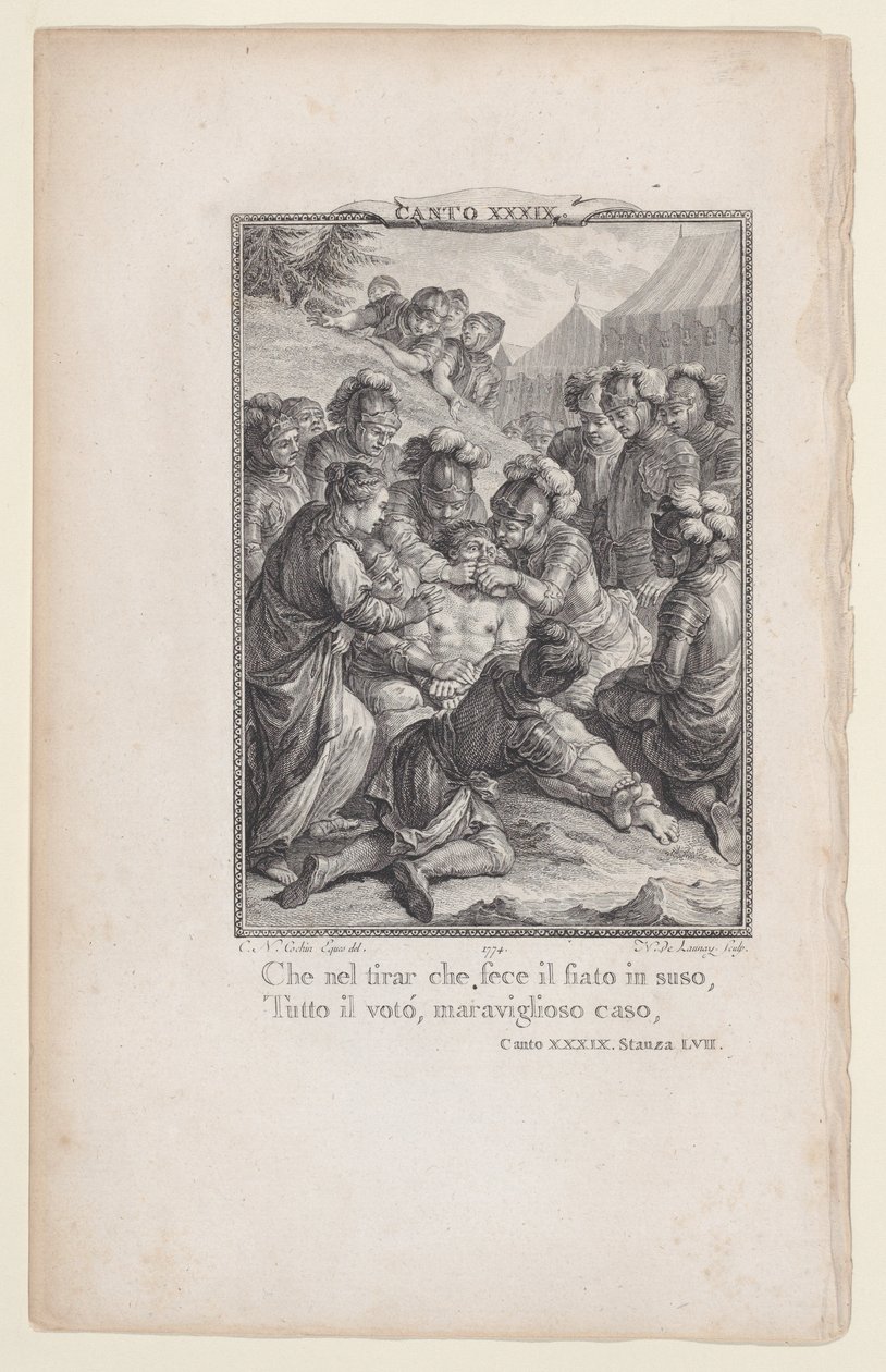 कैंटो 39, स्टैंज़ा 57, ऑरलैंडो फ्यूरियोसो से, 1774., 1774। द्वारा निकोलस डी लाउनेयू