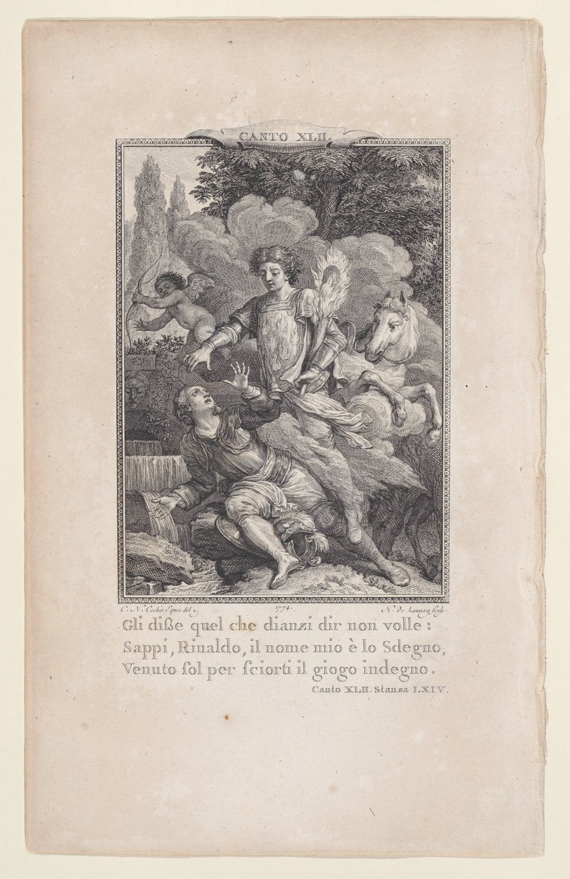 कैंटो 42, स्टैंज़ा 64, ऑरलैंडो फ्यूरियोसो से, 1774., 1774। द्वारा निकोलस डी लाउनेयू