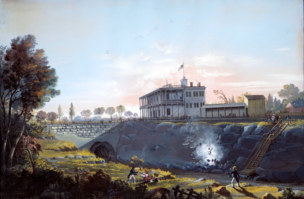 हार्लेम रेलमार्ग की सुरंग का दृश्य, ca.1837। द्वारा निकोलिनो कैल्यो