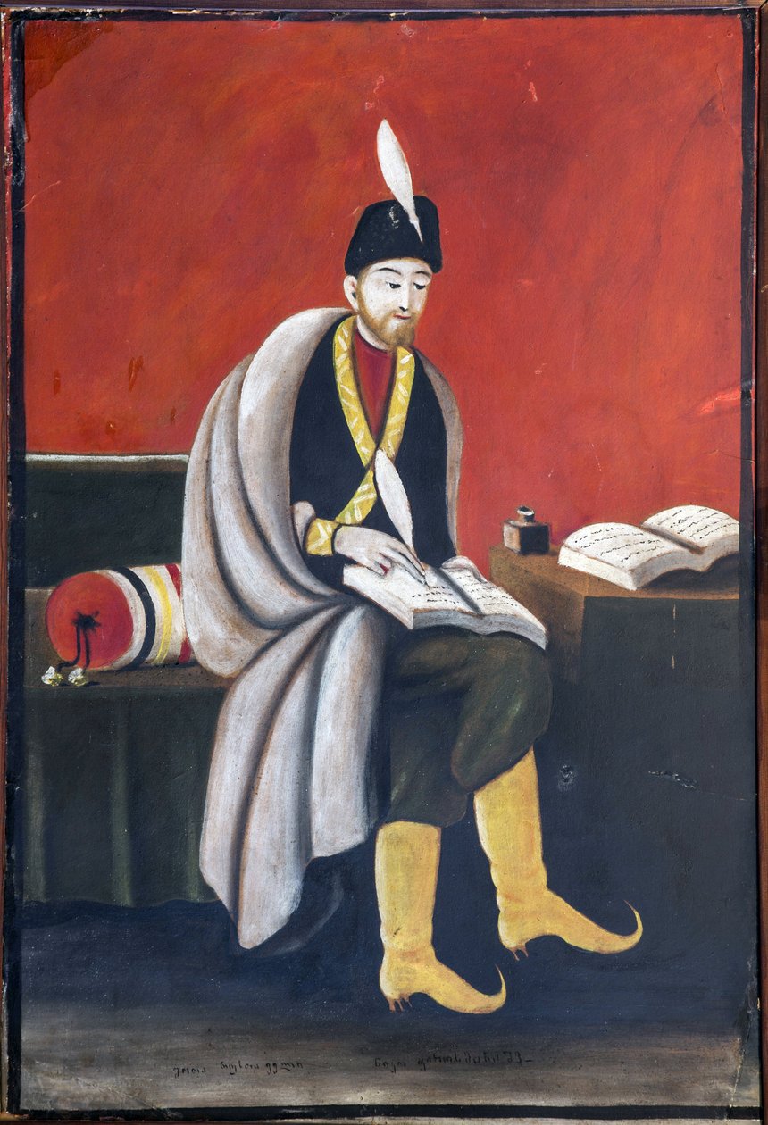 शोटा रुस्तवेली (रुस्तवेली) (1172-1216) पर पिरोस्मानी (पिरोसमानशविली), निको (1862-1918)। कार्डबोर्ड पर तेल, आकार: 105x72 द्वारा निको पिरोसमानशविलि