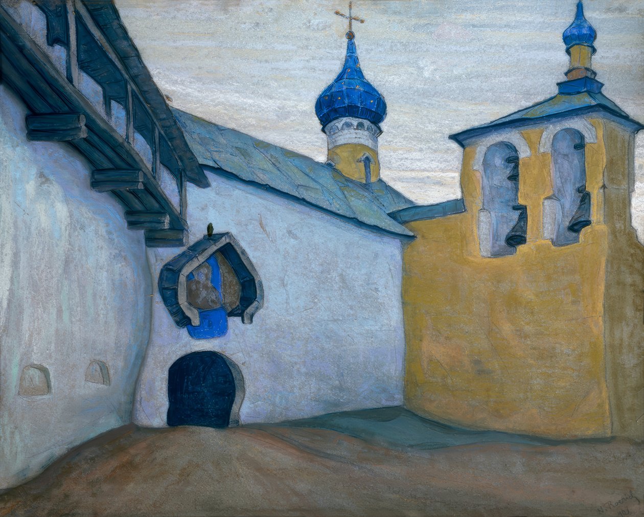 Pechory, Monastery - Gouache of N, K.Roerich द्वारा निकोलाई कोन्स्टेंटिनोवाइट्स रोएरिच