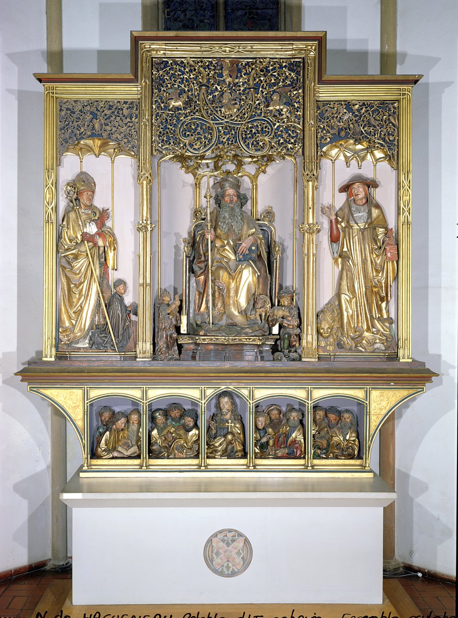 Isenheim Altarpiece, c.1490 (सोने की लकड़ी) से लकड़ी की मूर्तियों का समूह द्वारा निकोलस हेगनौएर