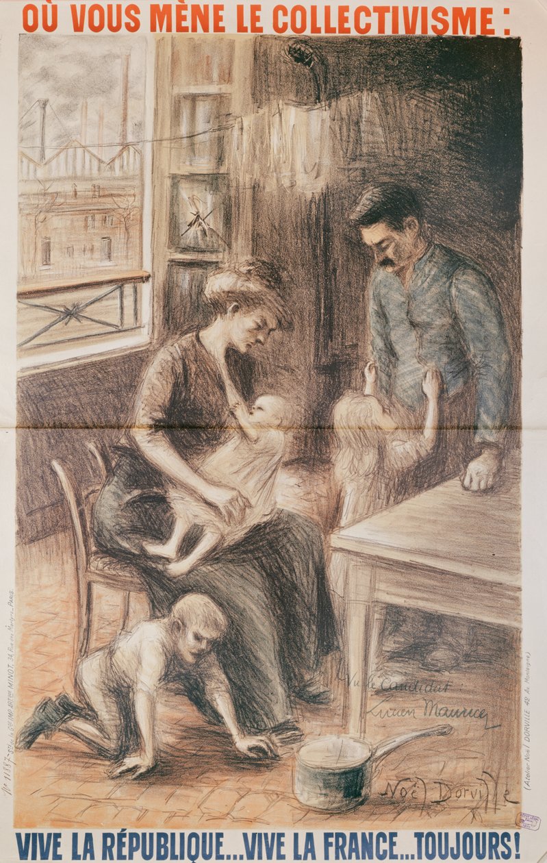 एक फैक्टरी वर्कर्स हाउस, चुनाव पोस्टर, 1909 रंग लिथो द्वारा नोएल डोरविल