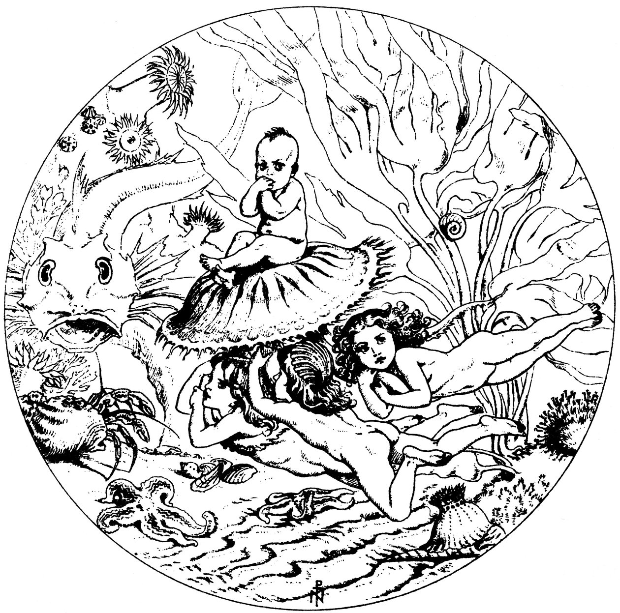 चार्ल्स किंग्सले की परी कथा द वॉटर-बेबीज़ से चित्रण, 1863। द्वारा नोएल पाटोन