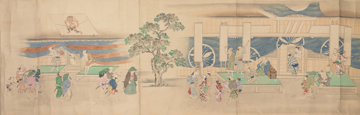 काबुकी थियेटर, 1822। द्वारा नोनोयामा कोज़ानो