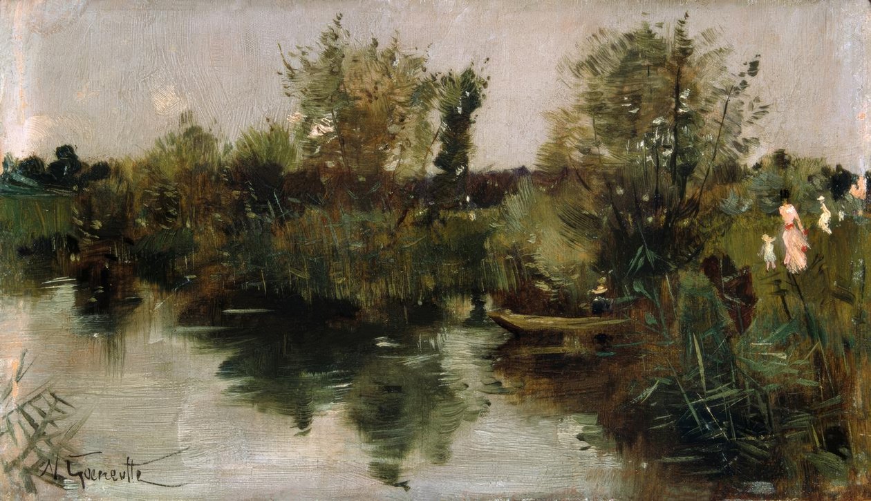 N.Goeneutte, Idyllic नदी परिदृश्य द्वारा नॉर्बर्ट गोएनुट्टे