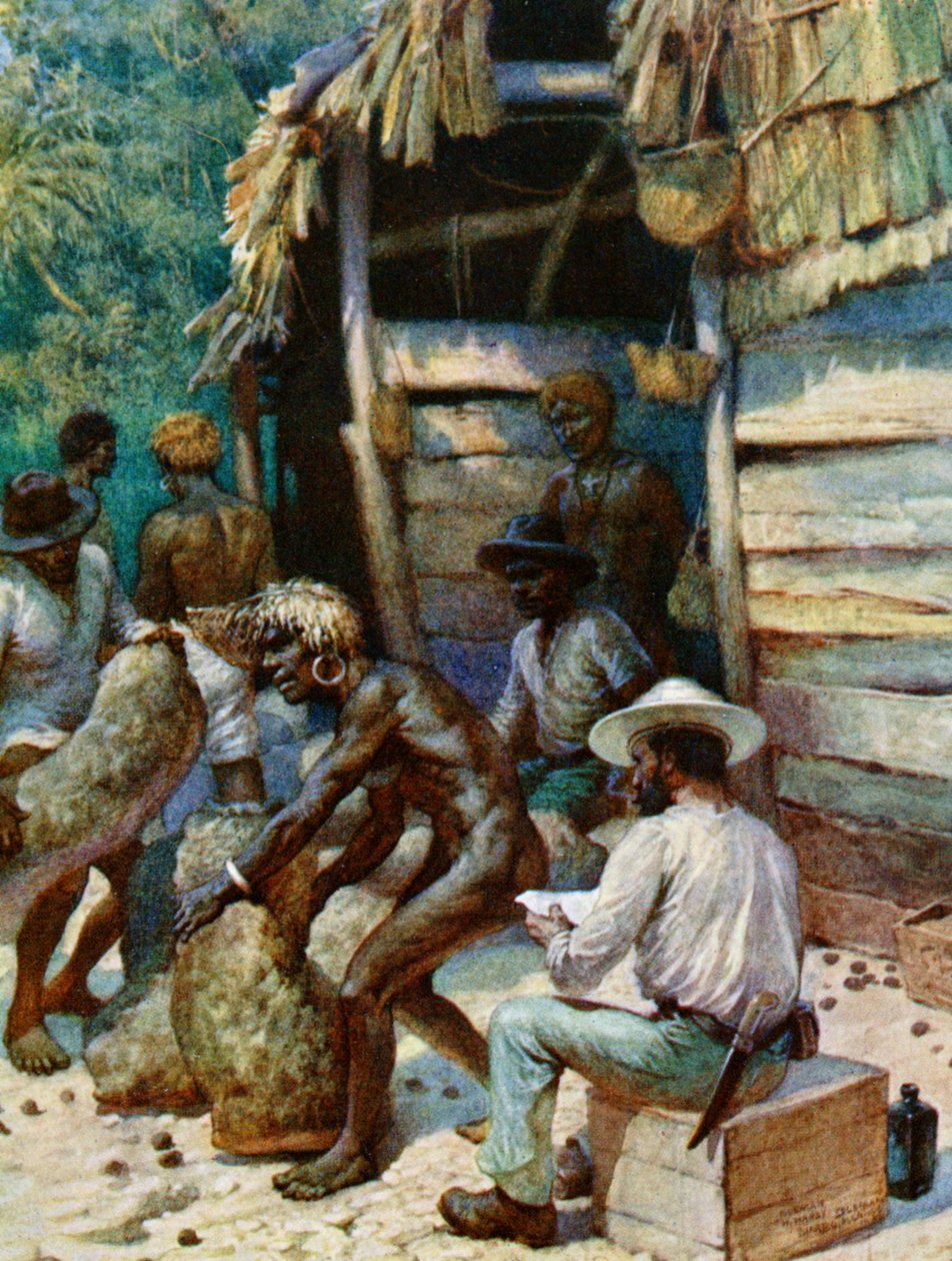 एक साउथ सी आईलैंड व्यापारी और हाथीदांत पागल के उनके बोरे, 1908 द्वारा नॉर्मन हार्डी