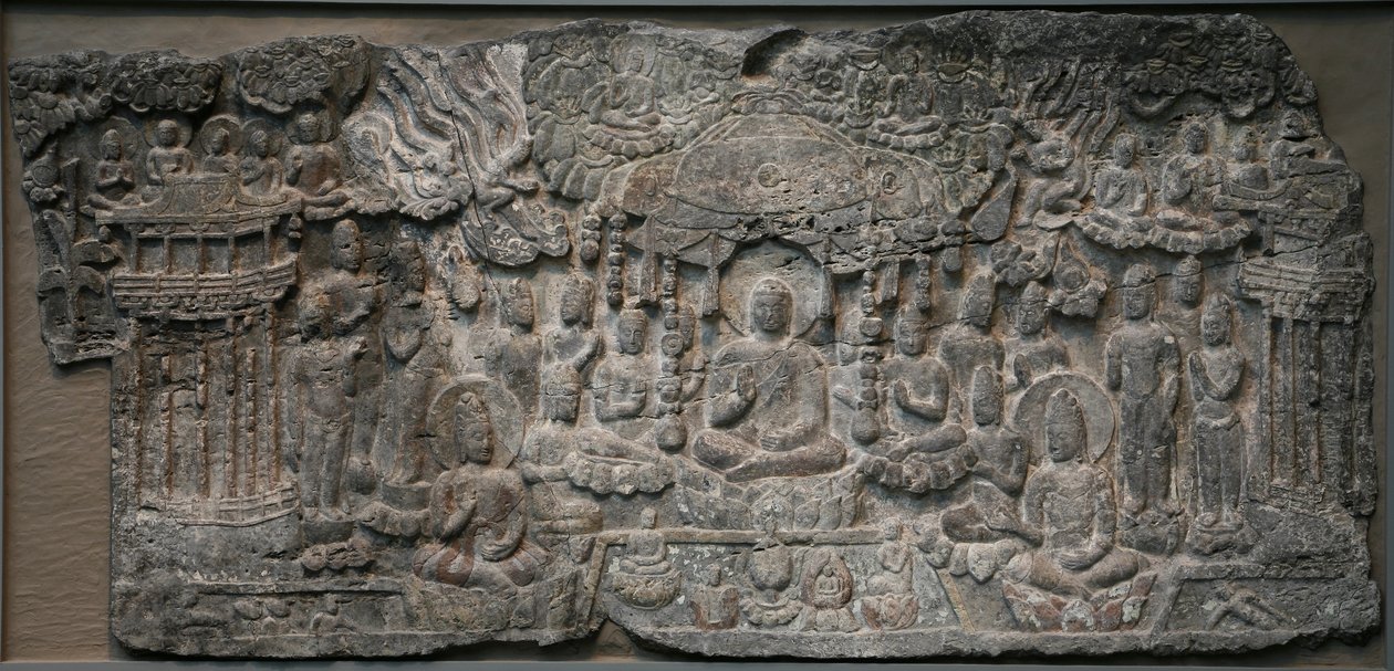 पश्चिमी स्वर्ग, हान्डान, हेबै प्रांत, 550-577 (वर्णक के निशान के साथ चूना पत्थर) द्वारा उत्तरी क्यूई राजवंश चीनी स्कुल