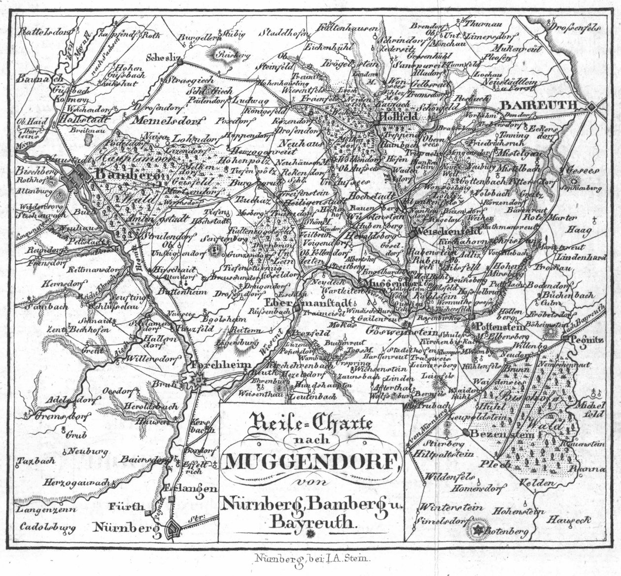 नूर्नबर्ग, बैम्बर्ग यू के मगफोर्ट को चार्ट Bayreuth द्वारा नूर्नबर्ग प्रकाशन गृह जेए स्टीन