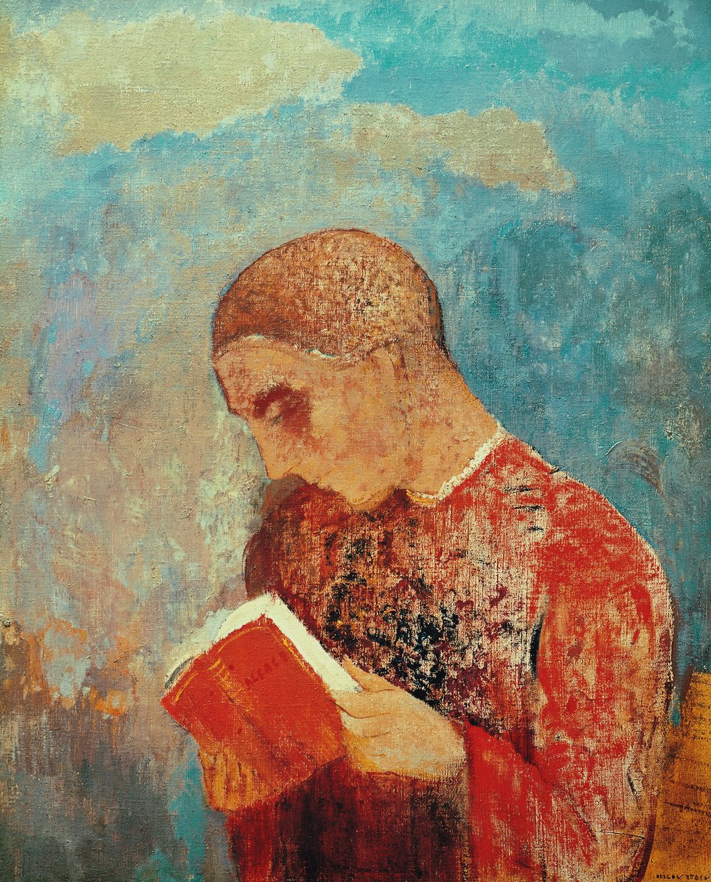 एलेस या, भिक्षु पढ़ना, c.1914 द्वारा ओडिलोन रेडन