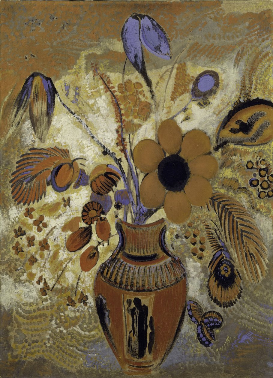 फूल के साथ Etruscan Vase, 1900-10 द्वारा ओडिलोन रेडन